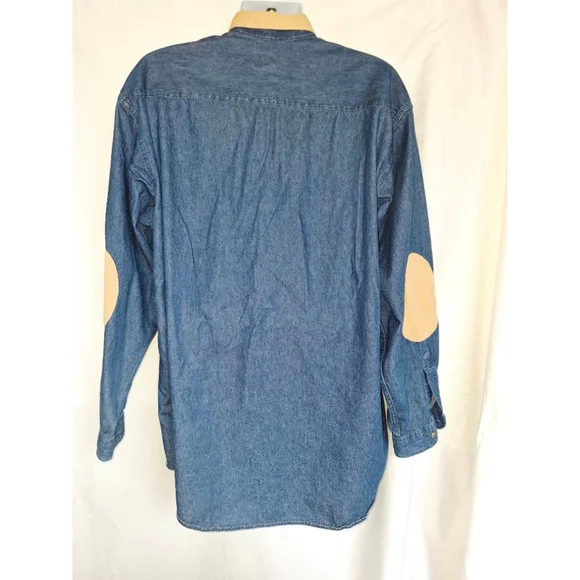 Vintage Tango by Max Raab XL Blue White Striped Denim Casual Button Down Shirt - Picture 4 of 6